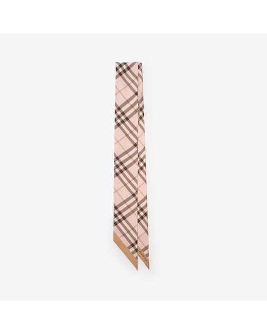 Burberry Metallic Skinny Contrast Check Silk Scarf