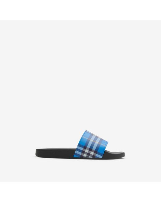 Burberry Blue Check Slides for men