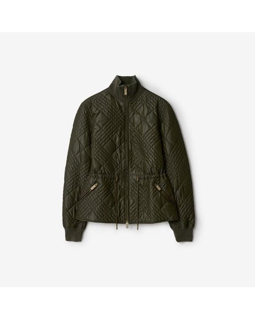 Burberry Green Micro Check-Stitch Nylon Wakerley Jacket