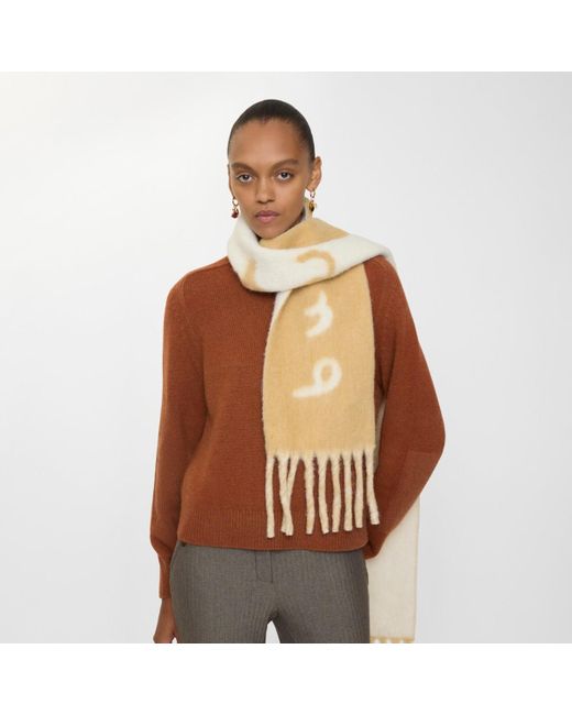 Burberry Natural Reversible Logo Alpaca Wool Blend Scarf