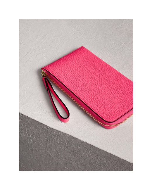 Leather wallet Burberry Pink in Leather - 34226391