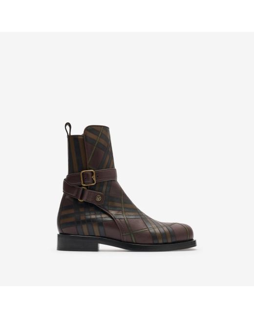 Burberry Black Check Leather Ledger Jodphur Boots​ for men