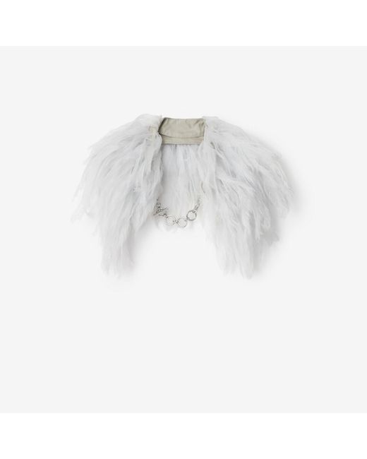 Silk Feather Collar Burberry en coloris White