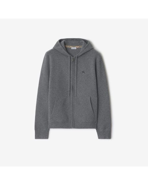 Burberry Gray Cashmere Blend Zip Hoodie for men