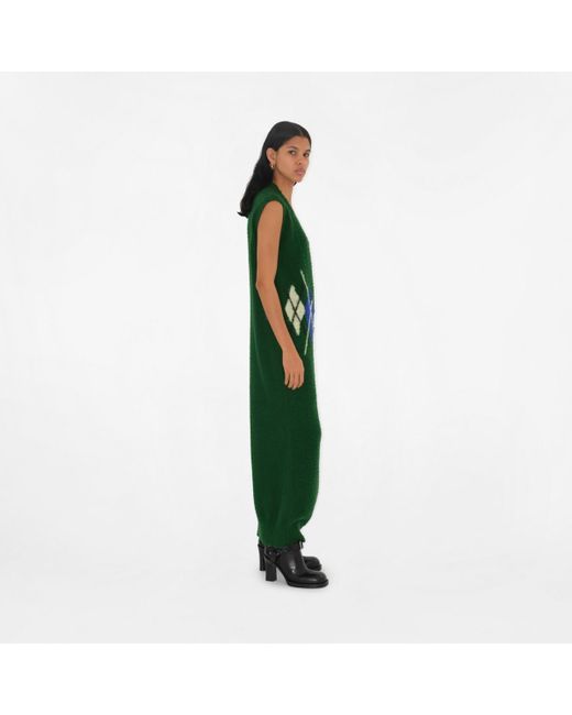 Burberry Green Argyle Wool Dress