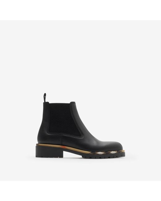 Burberry Black Leather Gravel Chelsea Boots