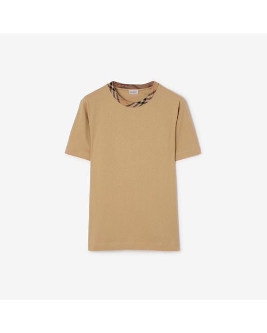 Burberry Natural Check Trim Cotton T-Shirt for men