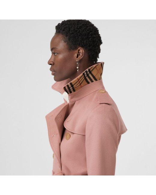 Burberry Cashmere Trench Coat in Pink Lyst