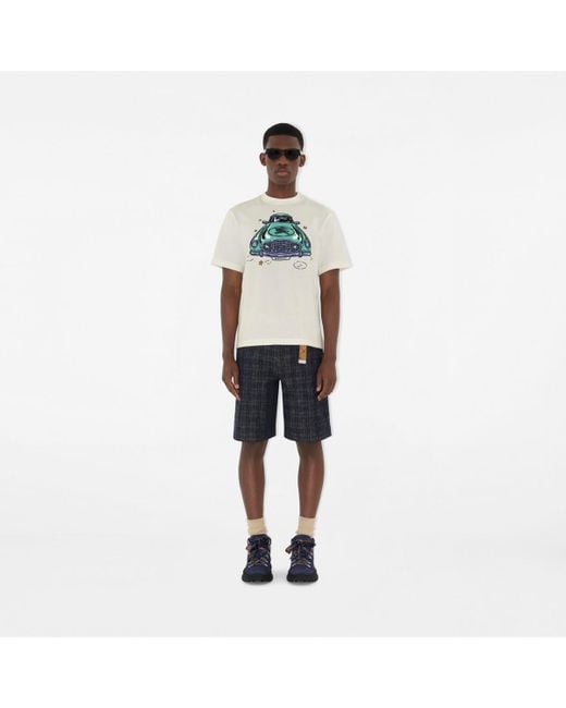Burberry Blue Check Denim Shorts for men