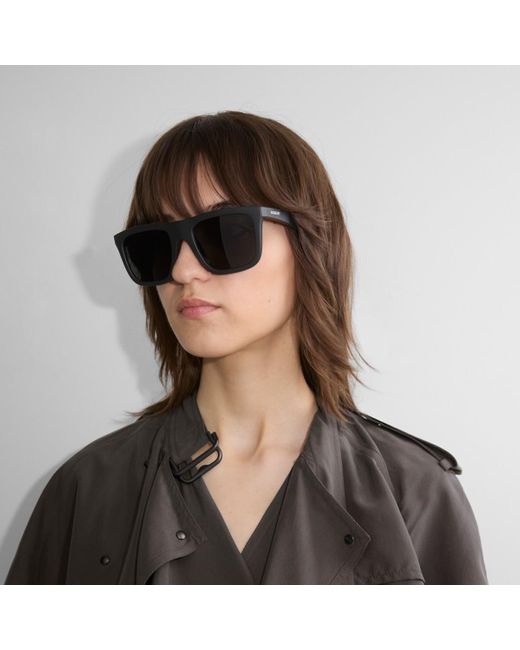 Burberry Black Embossed Check Square Sunglasses for men
