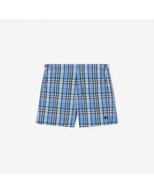 Burberry Blue Check Seersucker Swim Shorts for men