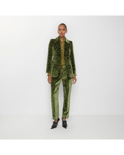Burberry Green Baroque Velvet Tailored Trousers