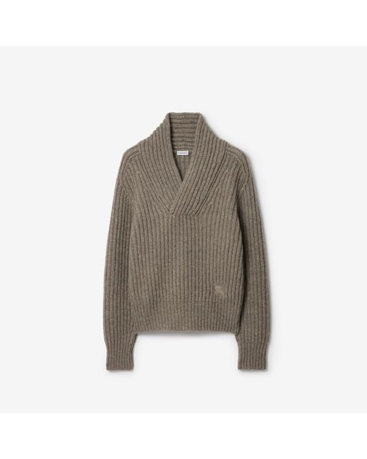 Burberry Brown Shawl Collar Wool Sweater for men