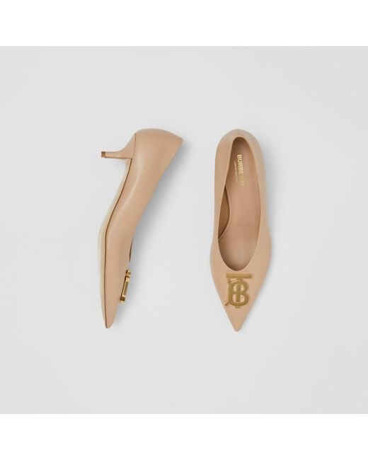 Burberry Natural Wide Fit Monogram Motif Leather Point-toe Pumps