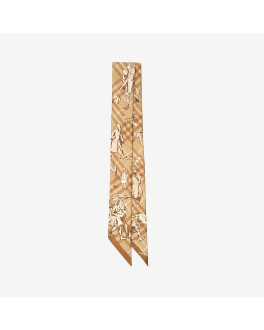 Burberry Metallic Skinny Check Mates Silk Scarf