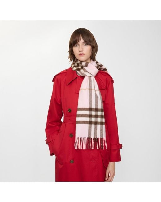 Check Cashmere Scarf Burberry en coloris Pink