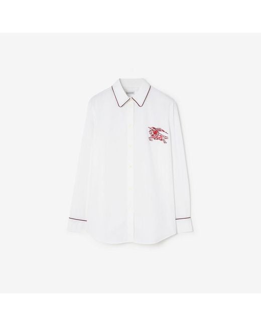 Burberry White Classic Fit Heart Knight Cotton Shirt
