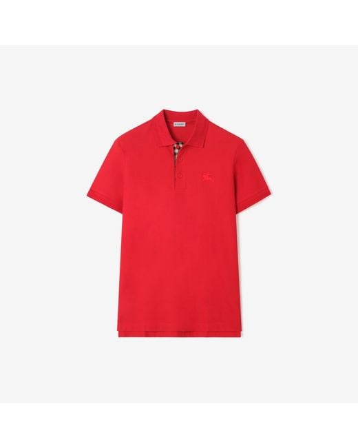 Burberry Red Cotton Polo Shirt for men