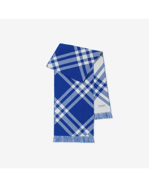 Burberry Blue Check Wool Scarf