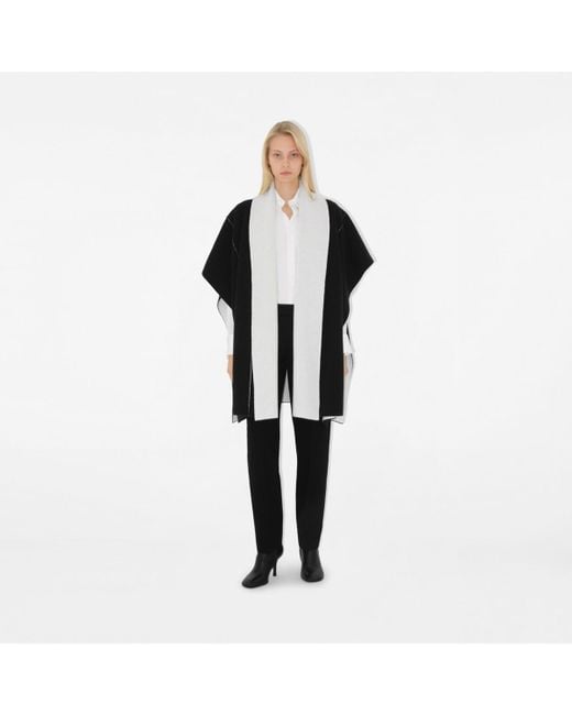 Burberry Black Mirrored Horse Wool Cashmere Blend Cape