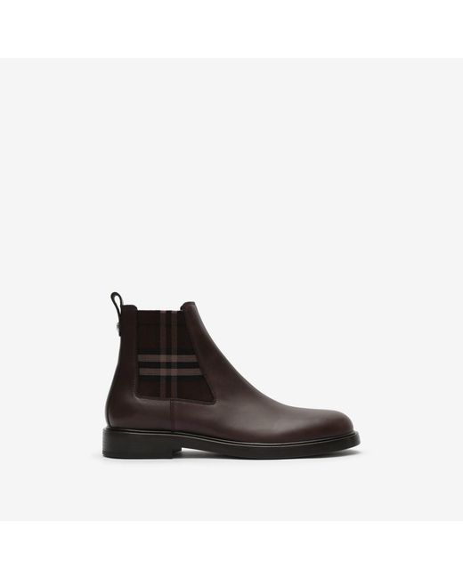 Burberry Black Leather Pembroke Boots for men