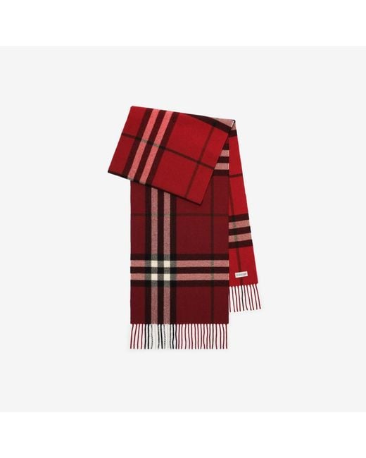 Burberry Red Gradient Check Cashmere Scarf