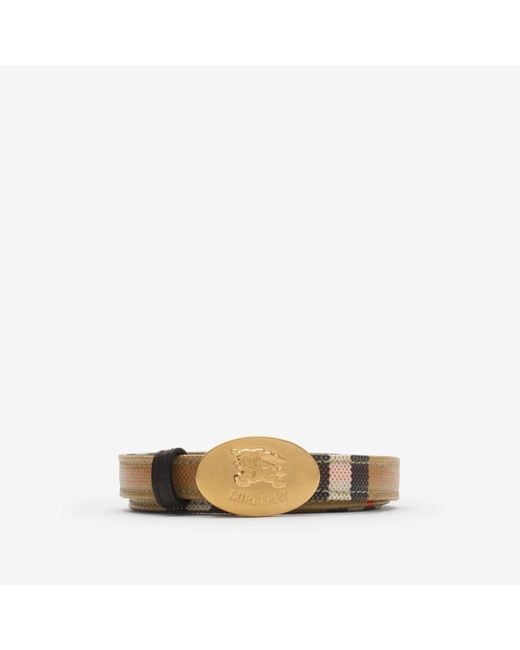 Burberry Natural Thin Reversible Check Knight Stamp Belt​