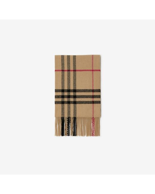 Burberry Check Wool Cashmere Scarf in Natural | Lyst