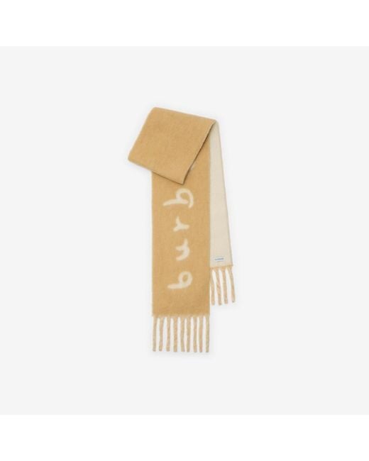 Burberry Natural Reversible Logo Alpaca Wool Blend Scarf