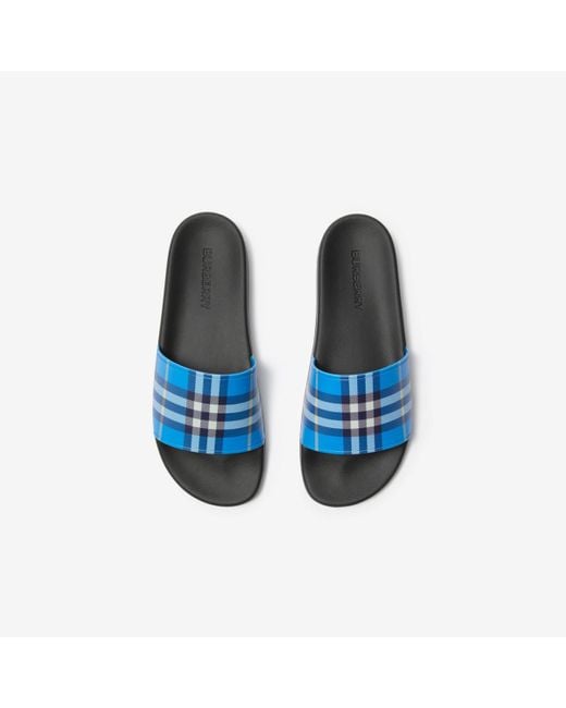Burberry Blue Check Slides for men