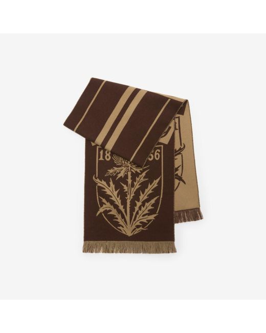 Burberry Brown Thistle Shield Wool Scarf