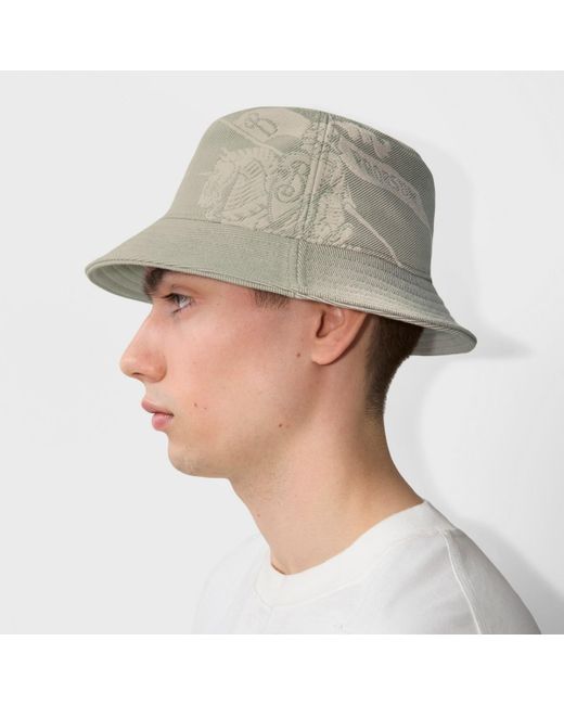 Burberry White Ekd Cotton Blend Bucket Hat for men