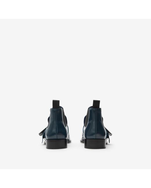 Burberry Blue Leather Shield Chelsea Boots for men