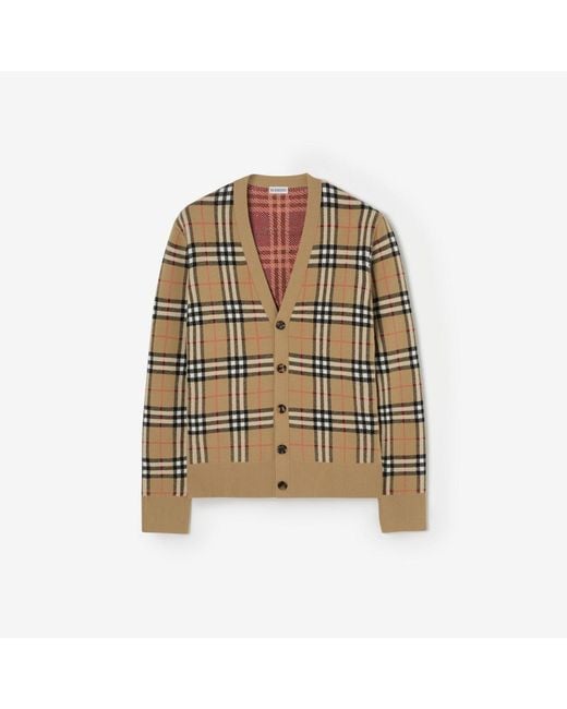 Burberry Multicolor Check Cotton Wool Cardigan for men