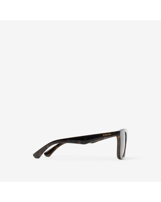 Burberry Black Embossed Check Square Sunglasses for men