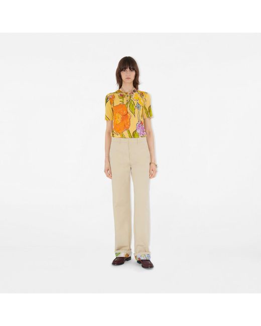 Burberry Natural Highgrove Turn-Up Cotton Trousers