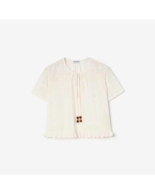 Burberry Natural Check Cotton Voile Blouse