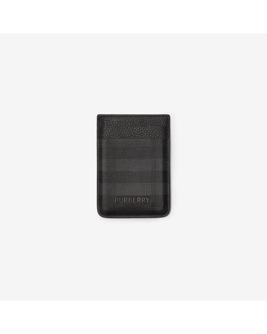 Burberry Black City Check Magnetic Card Case for men
