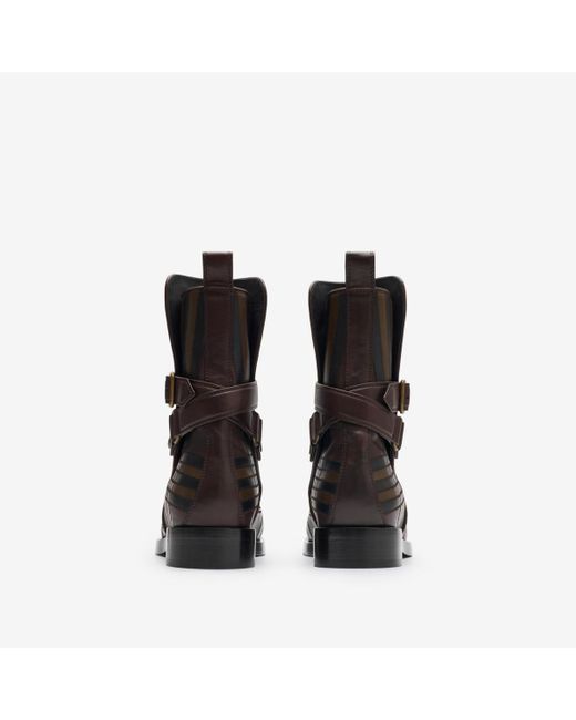 Burberry Black Check Leather Ledger Jodphur Boots​ for men