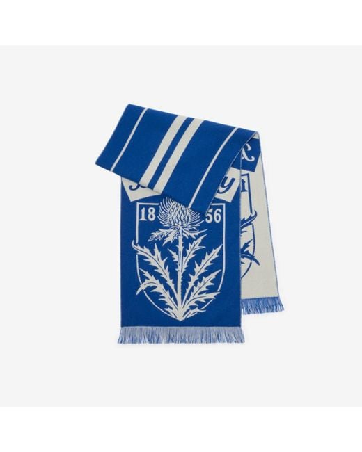 Burberry Blue Thistle Shield Wool Scarf