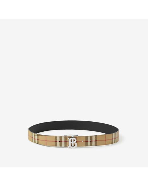 Burberry Multicolor Check And Leather Reversible Tb Belt for men