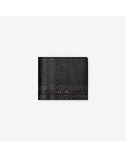 Burberry Black City Check Bifold Wallet for men