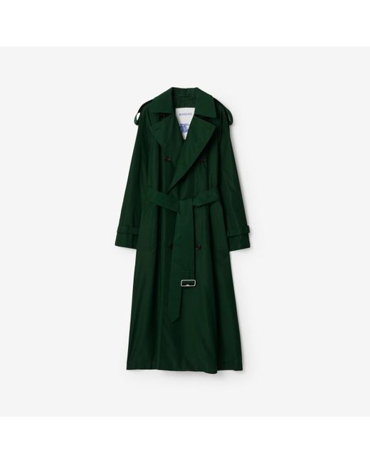 Burberry Green Long Silk Trench Coat