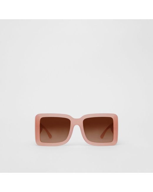 Burberry Pink B Motif Square Frame Sunglasses