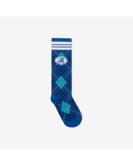 Burberry Blue Argyle Check Stretch Cotton Blend Socks