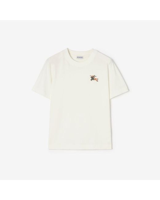 Burberry White Knight Check Cotton T-Shirt
