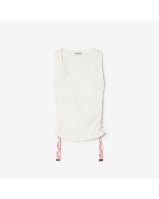 Burberry White Festival Cotton Blend Tank Top