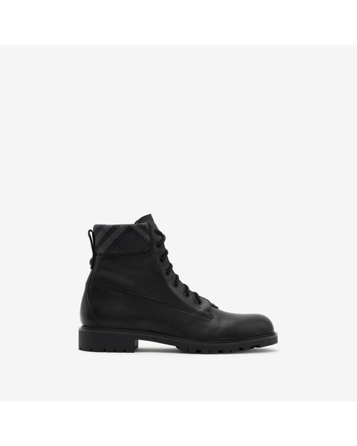 Burberry Black Leather Durham Boots for men