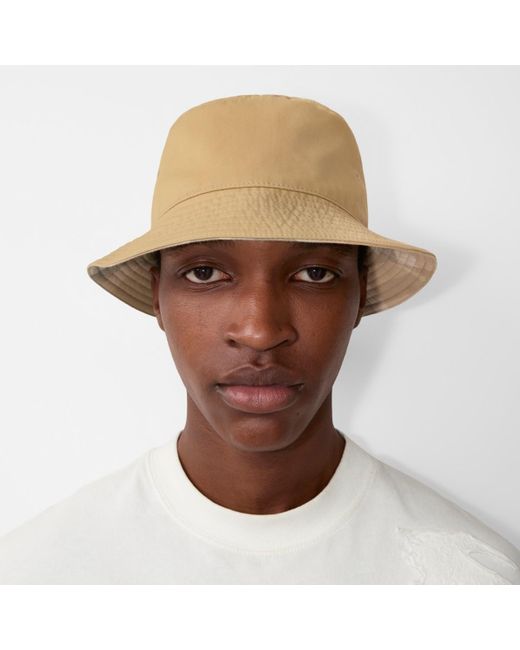 Burberry Natural Reversible Cotton Blend Bucket Hat for men