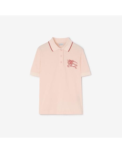 Burberry Pink Heart Knight Cotton Polo Shirt